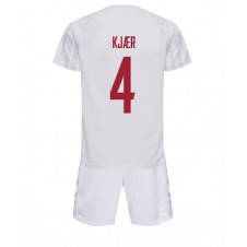Danmark Simon Kjaer #4 Bortedraktsett Barn VM 2022 Kortermet (+ korte bukser)